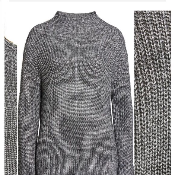 Line Genevieve funnel neck sweater grey Nordstrom soft - Picture 4 of 9